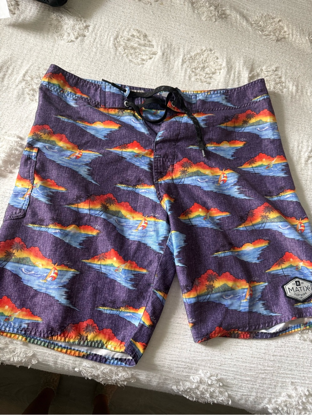 Matix Purple Tropical Sunset Print Men's Board Shorts